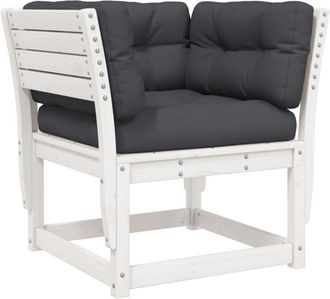 vidaXL Garden Sofa Armrest with Cushions White Solid Wood Pine Vidaxl