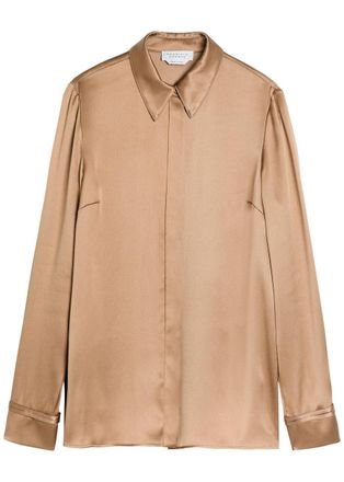 Gabriela Hearst Cruz Silk Shirt - Camel - 42 (UK10 / S)