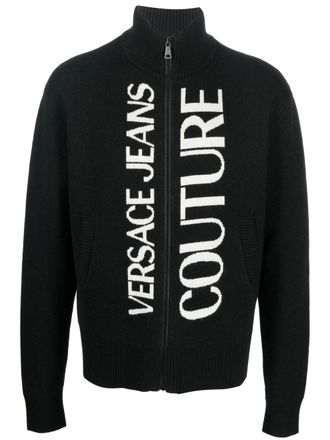 Versace Jeans Couture logo-embroidered zipped cardigan - men - Wool - S - Black