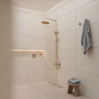 Aurlane Aurlane - Columna De Ducha Mec&aacute;nica Oro Cepillado - 133x26x52 Cm - Molly Gold