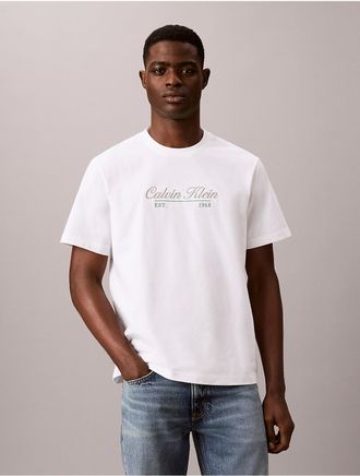 Calvin Klein Jeans Calvin Klein Mens Cursive Logo Graphic Tee - Open White - 2XL