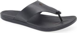 Olukai Hoopio Mele Flip Flop in Black /Black at Nordstrom, Size 11