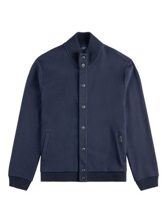 Fay High Collar Ribbed Blue Jacket