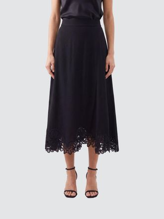 Zimmermann High-Waisted Full Midi Skirt with Lace Inserts