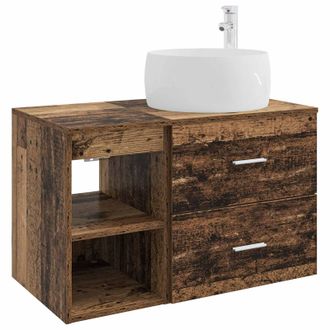 vidaXL Juego De Muebles De Ba&ntilde;o 2 Pcs Madera Envejecida Vidaxl