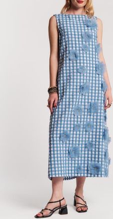 Frances Valentine Origami Dress Gingham in Blue/oyster at Nordstrom, Size X-Large