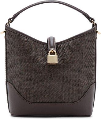 Mango Small Raffia Bucket Bag in Chocolate at Nordstrom