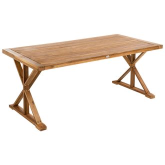 Beliani Mesa De Comedor Exterior De Madera De Acacia R&uacute;stica Para 6 Personas Jard&iacute;n 180 X 90 Cm Marr&oacute;n Calabritto