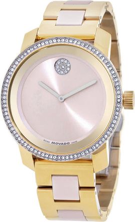 Movado Bold Quartz Crystal Champagne Dial Ladies Watch 3600882