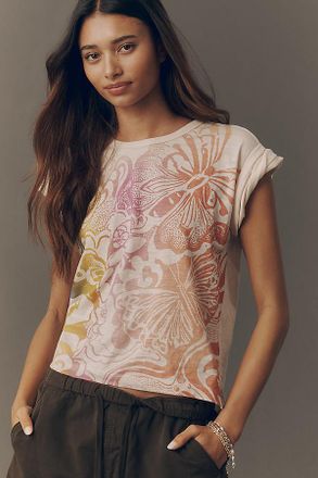 Pilcro Notched Graphic T-Shirt Top