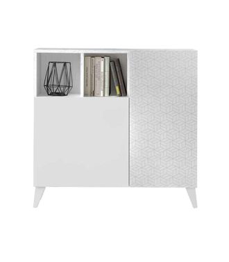 HERDASA Herdasa - Recibidor Zapatero 2 Puertas En Blanco Con Serigraf&iacute;a Geo 2. 90 Cm (alto) X 90 Cm (ancho) X 27 Cm (prof.)