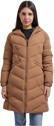 Afterlabel Giacca lunga trapuntata con cappuccio - - Coats - Donna - Marrone - M