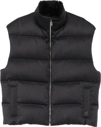 Fendi zip-fastening padded waistcoat - men - Virgin Wool/Viscose/Goose Down/Goose Feather - 52 - Grey