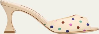 Manolo Blahnik 50mm Jadaron Polka-Dot Twill Mules