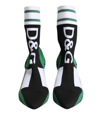 Dolce & Gabbana Green Stretch Sock Style Ankle Boots Womens Shoes