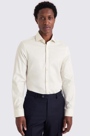 Moss Slim Fit Off-White Twill Stretch Shirt