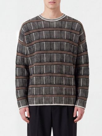 Giorgio Armani Striped Crew-Neck Jumper in Silk and Wool Blend with Ribbed Trims