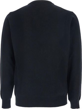 Kangra Cashmere Black Crewneck Sweater With Ribbed Trims In Cashmere Man