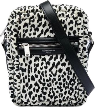Saint Laurent Pre-owned Printed Canvas Crossbody Bag - Dames - Vintage Schoudertas - Veelkleurig - ONE Size - Leer - Vintage