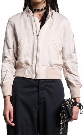 R13 Shrunken Flight Bomber Jacket In Oyster
