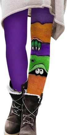 Generic Halloween Leggings for Women UK High Waisted Plus Size Gym Yoga Pants Slim Fit Elastic Opaque Tummy Control Halloween Patterned Leggings for Women Run