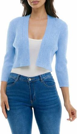 Nina Leonard Ribbed Bolero Cardigan in Light Blue at Nordstrom Rack, Size X-Large