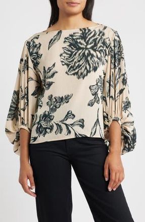 Wit & Wisdom Print Peasant Top in Ivory/Black at Nordstrom Rack, Size Medium