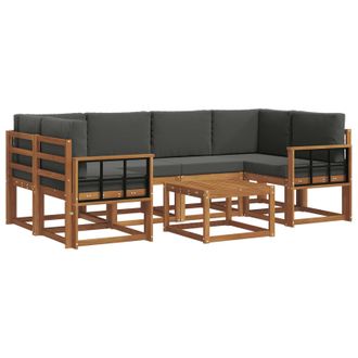 vidaXL Conjunto De Sof&aacute;s De Exterior 7 Pcs Natural Y Antracita Vidaxl