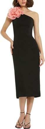 Mac Duggal Crepe One Shoulder Midi Dress With Flower