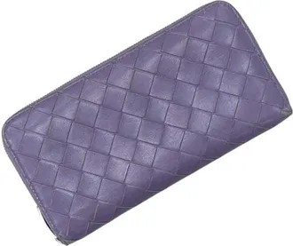 Bottega Veneta Purple Leather Long Wallet (Bi-Fold) (Pre-Owned)