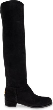 Dolce & Gabbana Leren laarzen - Dames - Hoge Laarzen - Zwart - 38 1/2 EU - Leer - Schoenen