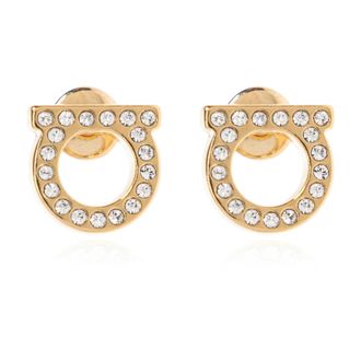 Ferragamo Logo Stud Earrings - Dames - Oorbellen - Geel - ONE Size - Leer - Accessoires