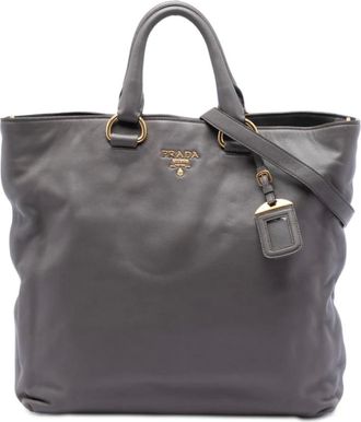 Prada Pre-owned Tote Bags, female, Gray, Size: ONE SIZE Pre-owned Leather Tote Bag