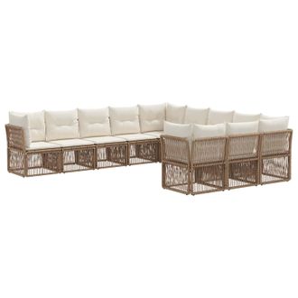 vidaXL Conjunto De Sof&aacute;s De Jard&iacute;n 11 Pcs Beige Rat&aacute;n Sint&eacute;tico Vidaxl