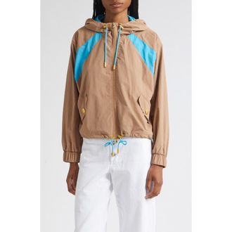 L'agence Lark Colorblock Windbreaker in Light Hazelnut/capri Blue at Nordstrom, Size Xx-Small