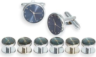 Clifton Wilson Clock Cuff Link & Stud Set in Silver at Nordstrom