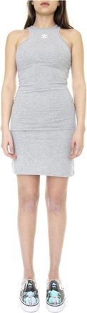 adidas Adicolor Rib Tank Dress - Dames - Tenniskleding - Grijs - M - Katoen - Fitness