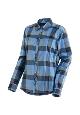 Maier Sports Outdoorbluse MAIER SPORTS Kendra L/S W, Damen, Gr. 36, blau, 97% Polyester, 3% Elasthan, Blusen Outdoorbluse, Damen Langarmbluse, pflegeleichte Karobl