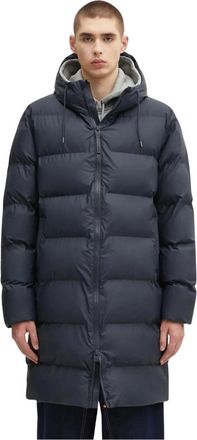 Rains Lange Puffer Jas - Heren - Parka Jassen - Blauw - S - Leer - Jassen