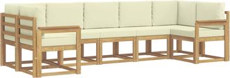 vidaXL Conjunto De Sof&aacute;s De Exterior 7 Uds. Blanco Y Crema Vidaxl