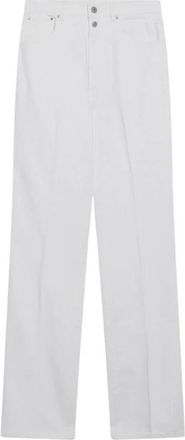 Christophe Lemaire Rechte broek met hoge taille - Dames - Wijde Broeken - Wit - XS - Katoen - Broeken