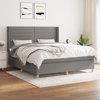 vidaXL Vidaxl - Cama Box Spring Con Colch&oacute;n Tela Gris Oscuro 160x200 Cm