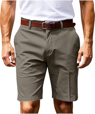 Generic Mens Chino Shorts Elastic Waist Mens Workout Shorts with Zipper Pockets Workout Pants with Pockets for Hawaiian Y2K Jumpers Plus Size Army Green M