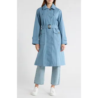 Bernardo Hooded Trench Coat in Blue Aura at Nordstrom Rack, Size X-Small