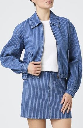 French Connection Cherrie Pinstripe Denim Jacket in Medium Wash at Nordstrom Rack, Size X-Large