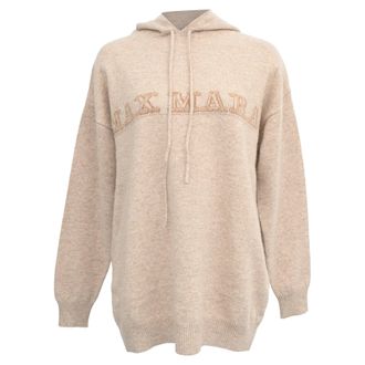 Max Mara Logo Hoodie in Beige Cashmere