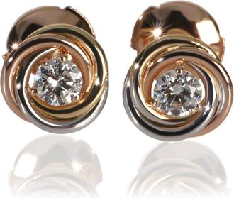 Cartier Pre-Owned Cartier 3-Tone Gold Diamond Trinity Stud Earrings
