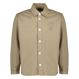 Ami Light Jackets, male, Beige, Size: XS Surchemise en coton