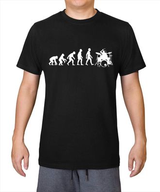 Generic Evolution of Man Drummer - Mens 100% Organic Cotton T-Shirt - Deep Black - Large
