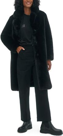 Noize Savannah Faux Fur Longline Coat in Black at Nordstrom, Size Medium